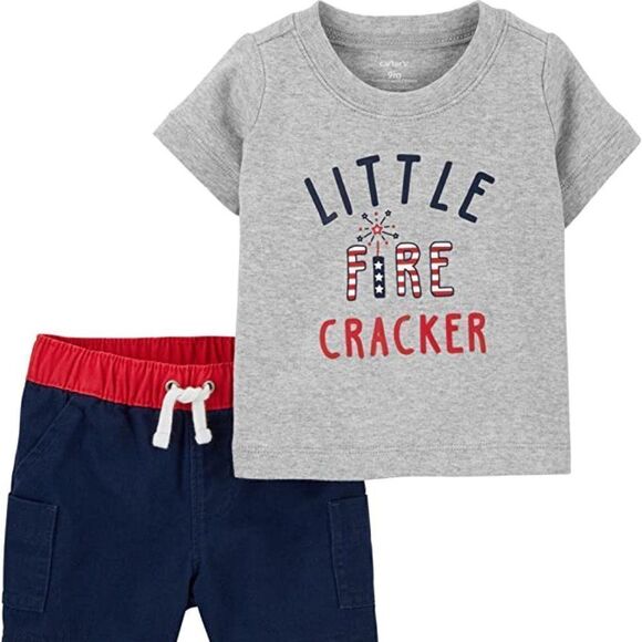 Carter's 2 piece Fourth‎ of July "Little Firecracker" Short set - Picture 1 of 4